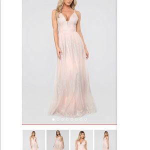 Less Talking More Glistening Maxi Dress-Light Pink